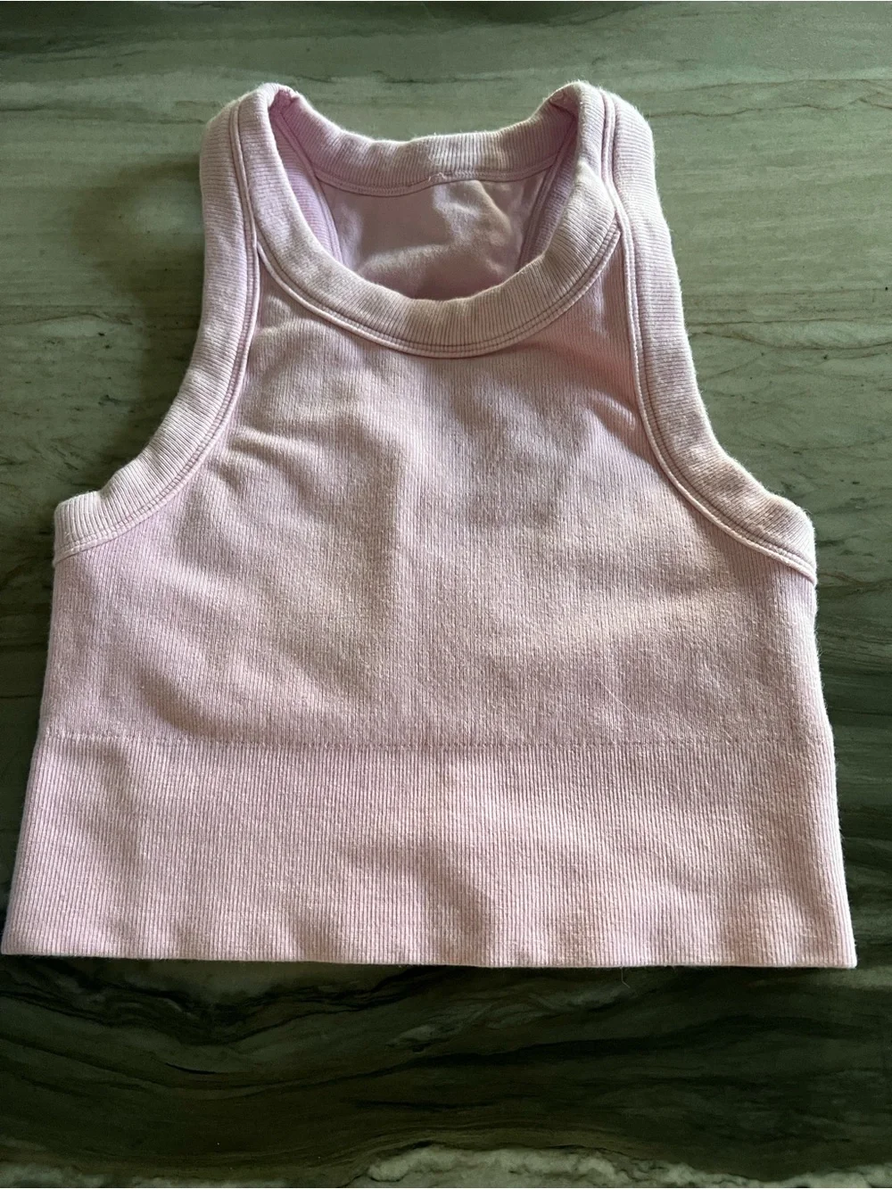 ALO Yoga Pink Ribbed High-Neck Crop Sports Bra